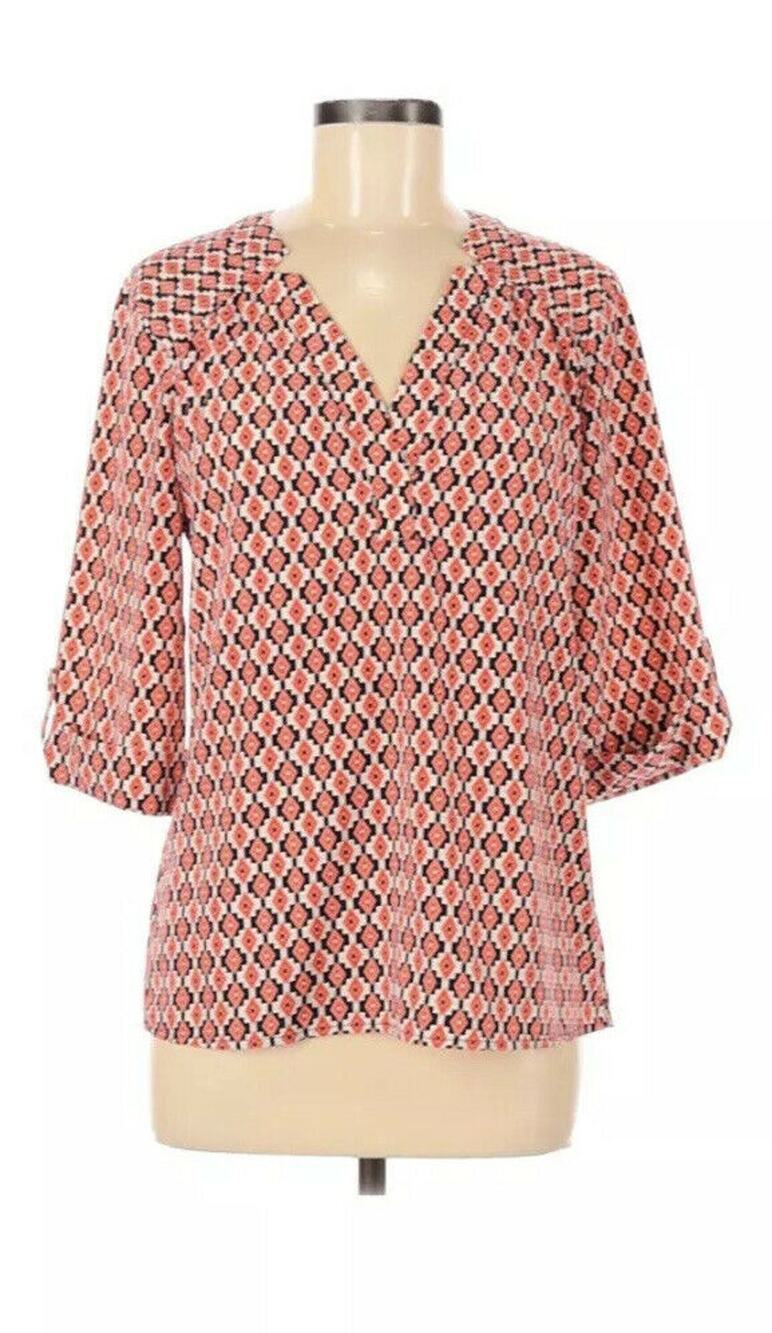 Dina Be top 3/4 sleeve blouse Southwestern size S